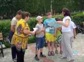 Участники литературной игры о животных в детском парке города Кстово